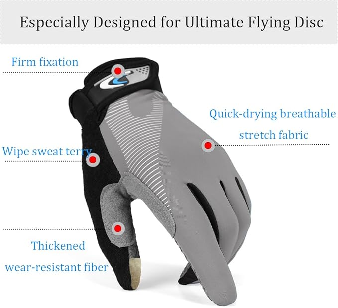 Ultimate Flying disc Gloves Ultimate Grip and Disc Gloves Breathable Non-Slip Sport Cycling Golf
