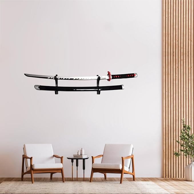 Eforlife 2/Set Sword Hook Wall Mount Samurai Sword Hanger Display Holder Adjustable for Katana