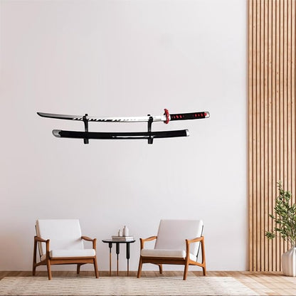 Eforlife 2/Set Sword Hook Wall Mount Samurai Sword Hanger Display Holder Adjustable for Katana