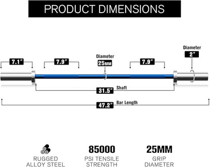 RITFIT Olympic Barbell 4ft/4.8ft/6ft - 2 Inch Weight Bar for Strength Training, Weightlifting