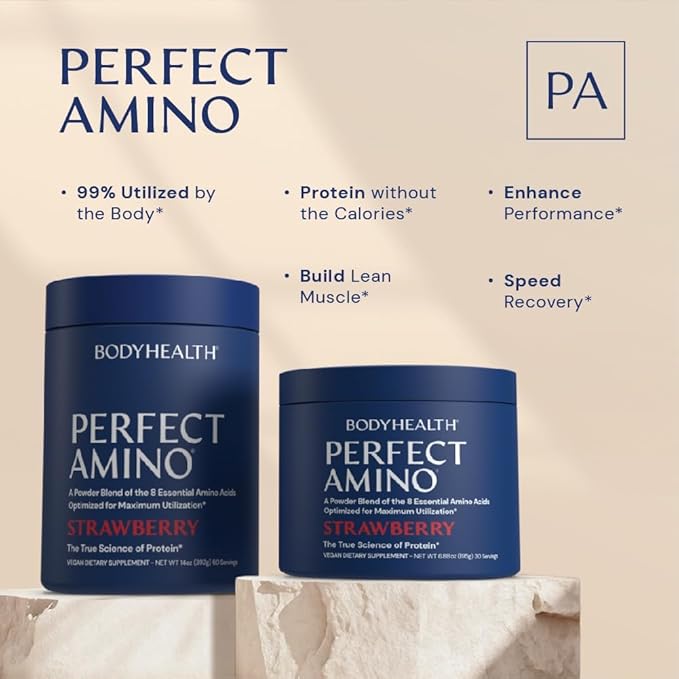 BodyHealth PerfectAmino Powder - BCAA and EAA Powder for Pre and Post Workout - Amino Acid Energy