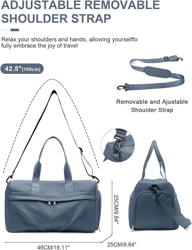 Gym Bag for Women Men with Shoe Compartment, Sport Duffel Bag, Waterproof Travel Weekender