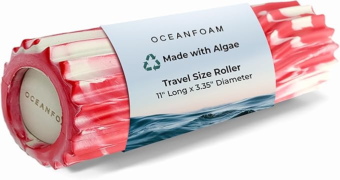 Oceanfoam Ripple Travel Foam Roller (11" x 3.35") Firm Mini Foam Roller for Physical Therapy, Deep