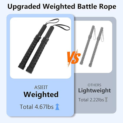 ASIEIT 2025 New Weighted Ropeless Battle Ropes for Home Gym, Heavy Duty Battle Rope for Advanced