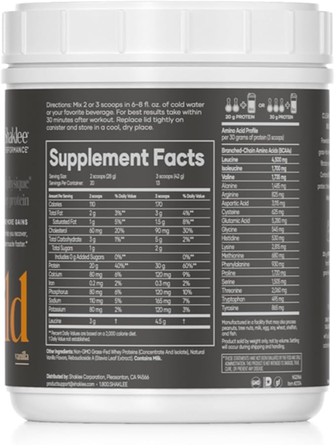 Shaklee - Performance® Advanced Physique® 100% Grass-Fed Whey Protein: Fast-Absorbing Formula - 20g