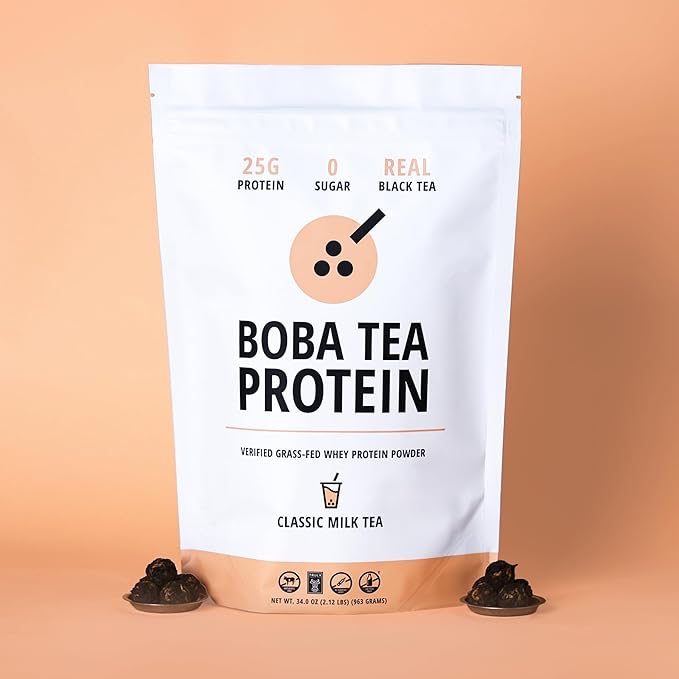 Boba Tea Protein Classic Milk Tea | 25g Grass-Fed Whey Protein Isolate Powder | Gluten-Free &