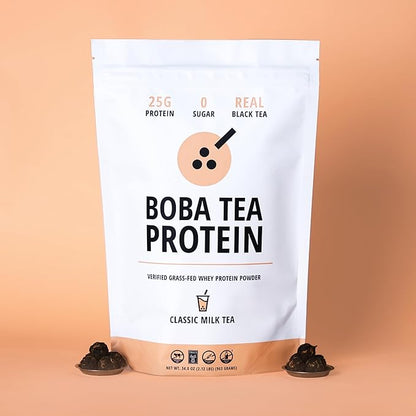 Boba Tea Protein Classic Milk Tea | 25g Grass-Fed Whey Protein Isolate Powder | Gluten-Free &
