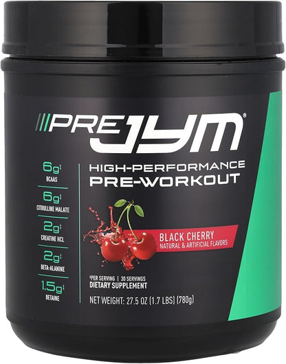 JYM Supplement Science Pre JYM Black Cherry Pre Workout Powder for Men & Women, BCAAs, Nootropics