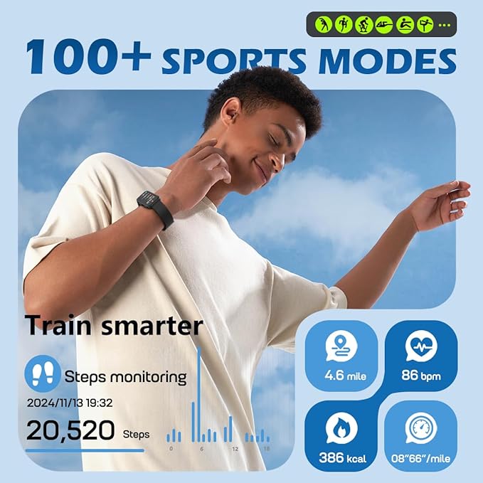 MorePro Health Fitness Tracker with Blood oxy-gen Monitor and 24/7 Heart Rate and Blood Pressure
