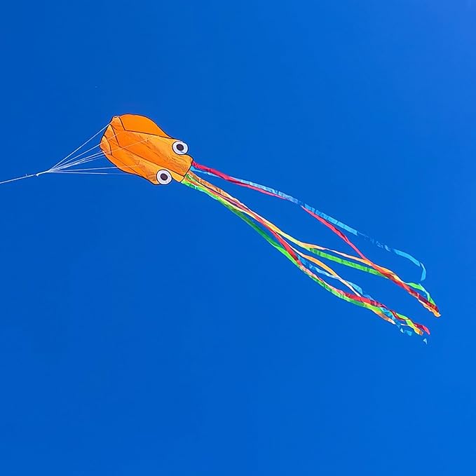Octopus Kites for Kids & Adults Easy to Fly, 24”x 158” Large Soft Kite Kit for Boys and Girls