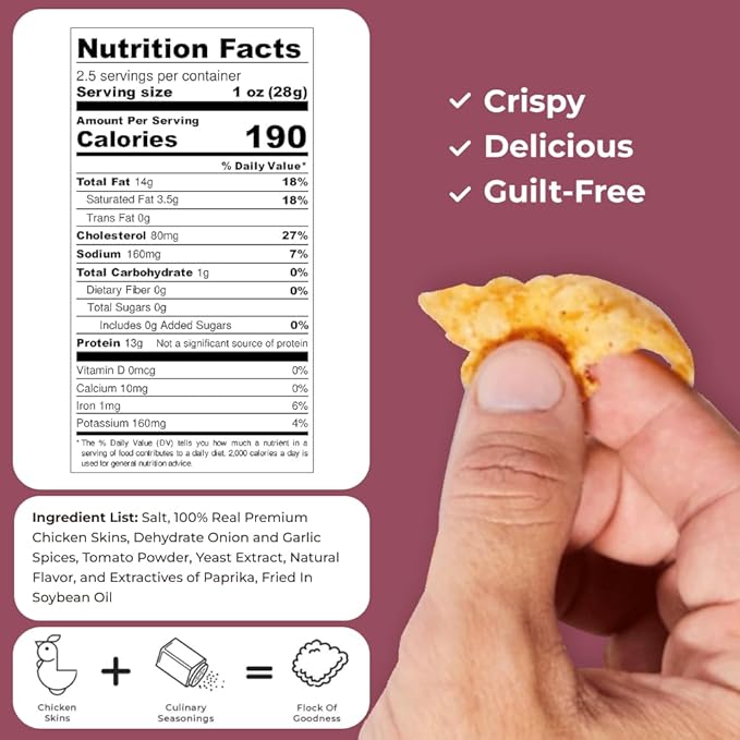Flock Keto Chicken Skin Chips | Terry Black's BBQ Flavor | Low Carb, High Protein, Sugar Free