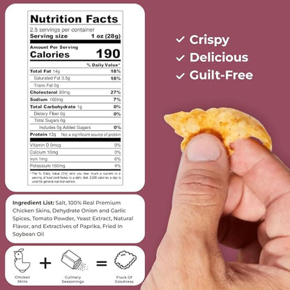 Flock Keto Chicken Skin Chips | Terry Black's BBQ Flavor | Low Carb, High Protein, Sugar Free