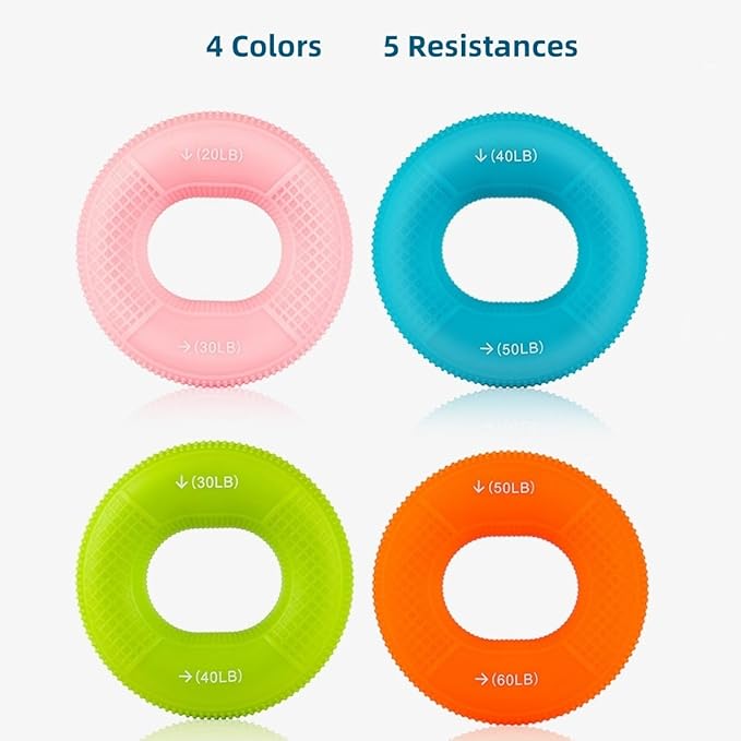 Grip Strength Trainer,Silicone Hand Grip Strengthener Ring,Finger Grip Workout - Double Force Grip