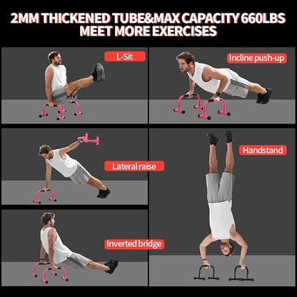 Push Up Bar, Parallettes Bars For L-sit & Dip, Heavy-Duty No Wobbling Parallel Bars Stand For