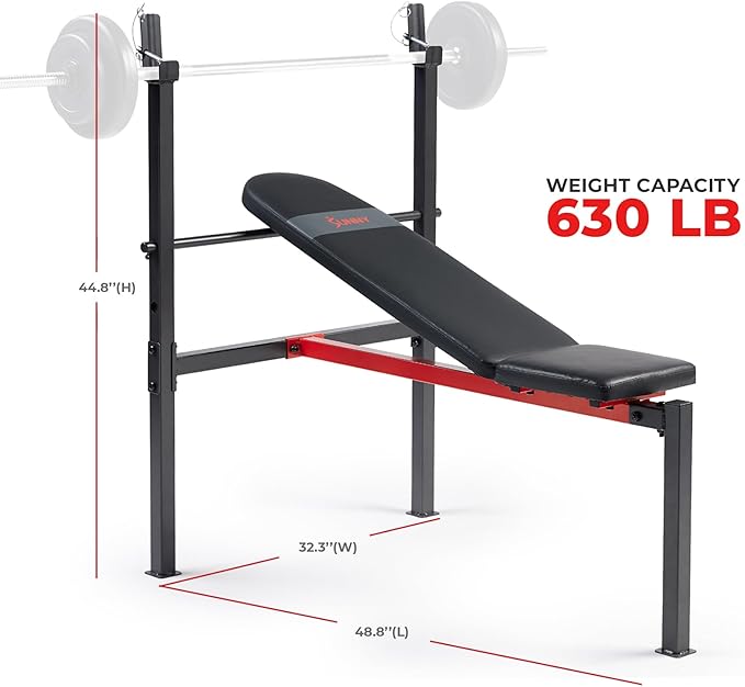 Sunny Health & Fitness Compact Premium Incline Bench Press Bar Rack Set & Optional Leg Extension