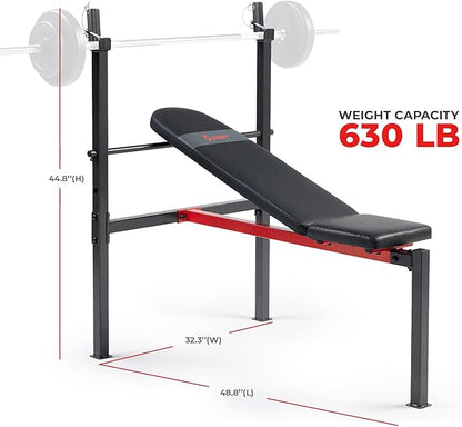 Sunny Health & Fitness Compact Premium Incline Bench Press Bar Rack Set & Optional Leg Extension