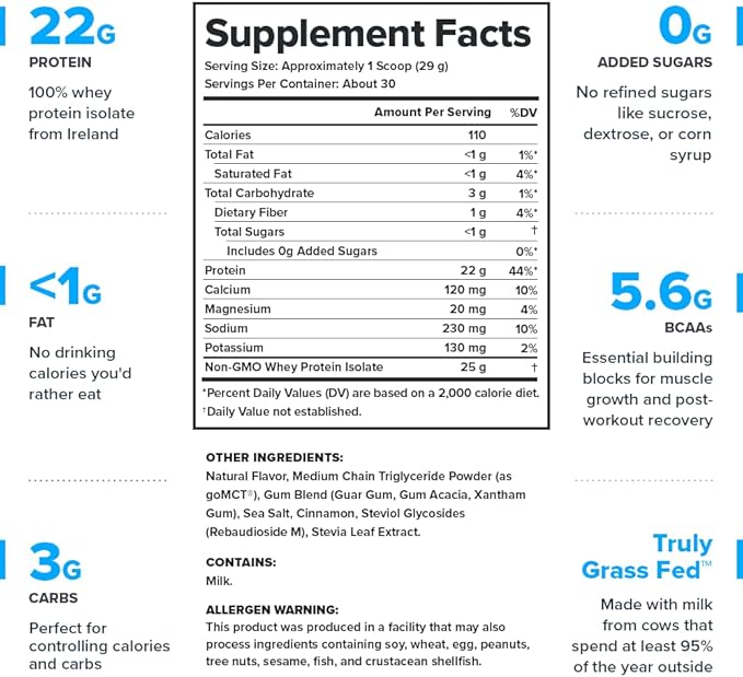 LEGION Whey+ Protein Whey Isolate from Grass Fed Cows - Whey Protein Isolate Powder Low Calorie