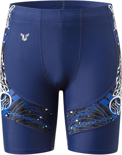 HUGE SPORTS Men's Rash Guard Swim Shorts Compression Swimming Jammer Cool Dry Active Swimsuit