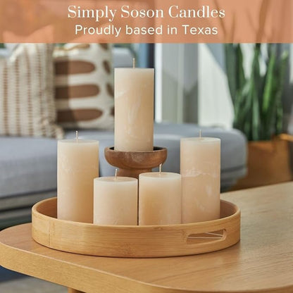 Simply Soson 3x3 inch Ivory Pillar Candles Set of 3, Rustic Texture, Unscented Ivory Candles