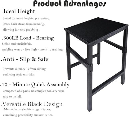 Black Heavy Duty Adjustable Dumbbell Stand - Home Gym Storage Rack with Non-Slip Base, Anti-Tip