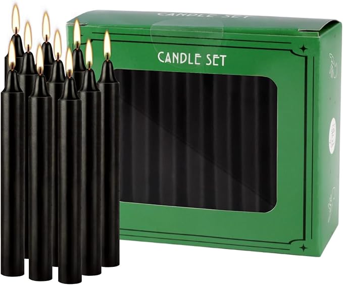 Set of 40 Black Candles ??Spell Chime Candles for Halloween, Rituals, Prayer, Birthdays