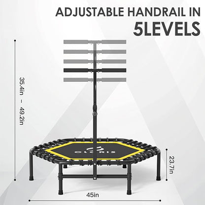 CLORIS 45'' Rebounder Trampoline for Adults - Max Load 450lbs, Mini Trampoline with Adjustable Foam