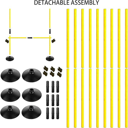 Adjustable Height Agility Hurdle Set Multi-Function Soccer Trainning Pole Set Coaching Sticks with