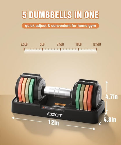 Adjustable Dumbbells Set/Single, 12.5LB/22.5LB/55LB 5 in 1 Free Adjustable Dumbbell Set with