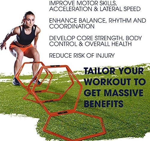 Yes4All Hex Agility Rings/Speed Rings with Carrying Bag – Hexagon Rings, Agility Hurdles for