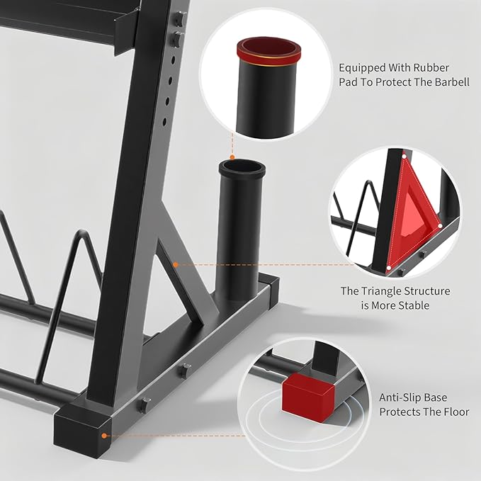 3 Tier Barbell Storage Racks,1000 LBS Capacity Adjustable Weight Rack for Dumbbell, Kettlebell