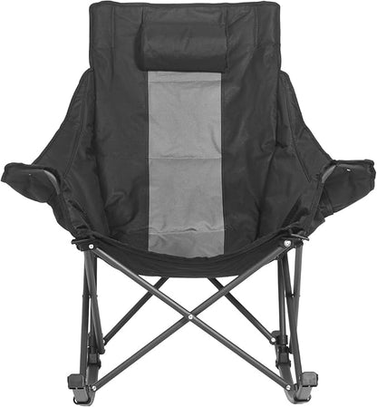 VEVOR Rocking Camping Chair, Portable Folding Rocker, Heavy-Duty Lawn Chair Recliner with Cupholder