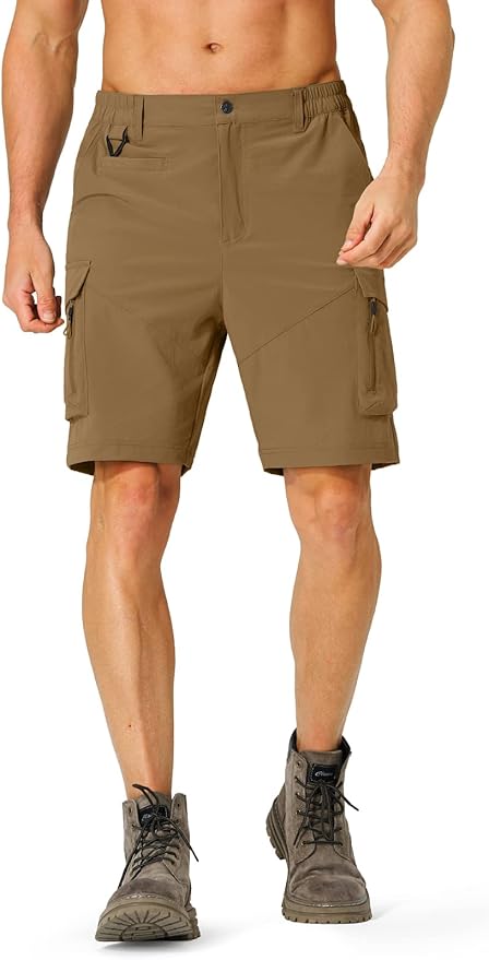 Men's Hiking Cargo Shorts Quick Dry Lightweight Travel Shorts with Multi Pockets for Fishing