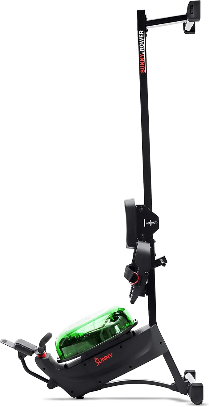 Sunny Health & Fitness Elite Water Rowing Machine with High Dynamic Resistance Vertical Tank