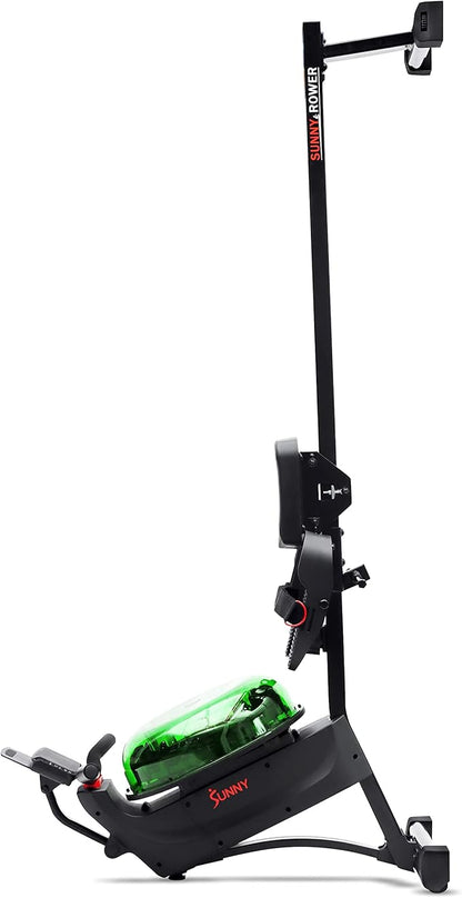 Sunny Health & Fitness Elite Water Rowing Machine with High Dynamic Resistance Vertical Tank