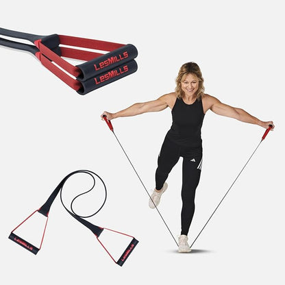 Les Mills™ SMARTBAND™ Workout Resistance Band with Handles, Home Gym Workout Equipment, Elastic