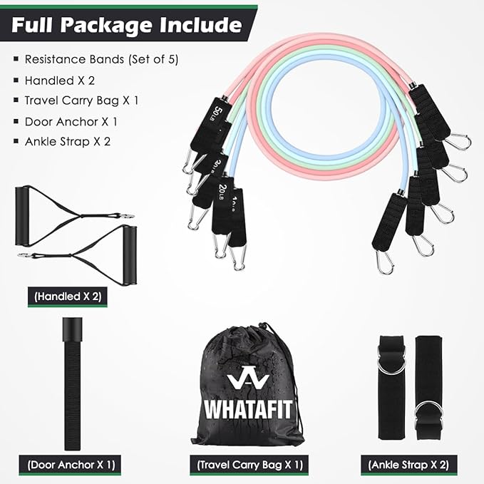WHATAFIT Resistance Bands, Exercise Bands，Resistance Bands for Working Out, Work Out Bands with