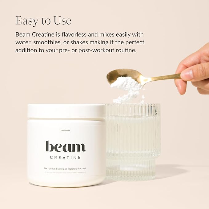 Beam Creatine Powder, Third Party Tested, Micronized Creatine Monohydrate Supplement, Creatine for