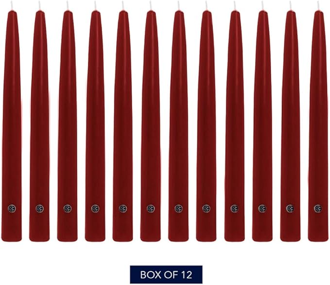 Colonial Candle Unscented Taper Candle, Handipt Collection, Traditional Cranberry, 10 In, Pack of