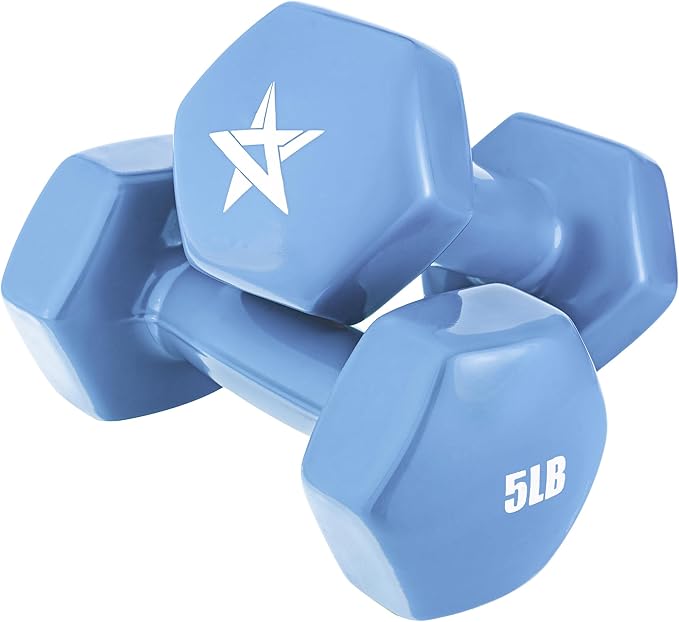 Yes4All Vinyl Hexagon Dumbbell - Dumbbells Set of 2 Hand Weights for Home Gym & Strength Training