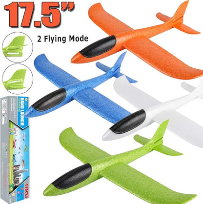 BooTaa 4 Pack Airplane/Flying Toys, 17.5" Large Throwing Foam Plane/Gliders, 2 Flight Mode