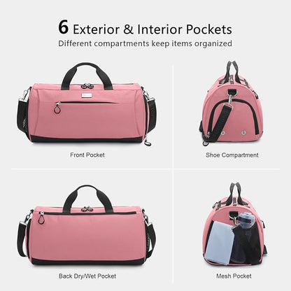 TOPDesign Gym Bag for Women & Men, Unisex Duffel Bag with Shoe Compartment & Wet Pocket for Travel