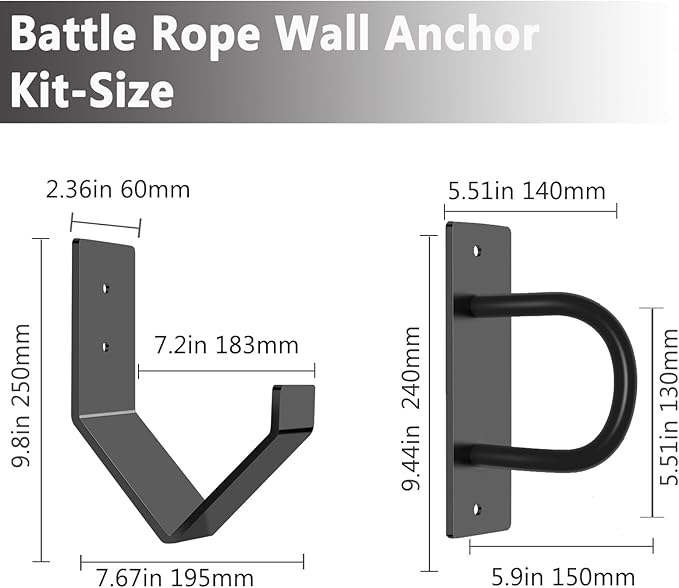 Battle Rope Wall Anchor Kit,Set with 1 Heavy Duty Battle Rope Wall Anchor and 1 Storage Hook,Battle
