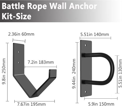 Battle Rope Wall Anchor Kit,Set with 1 Heavy Duty Battle Rope Wall Anchor and 1 Storage Hook,Battle