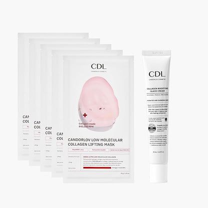 Korean Collagen Duo: Overnight Collagen Lifting Hydrogel Mask (5pcs) + 72HR Hydrating Glass Glow