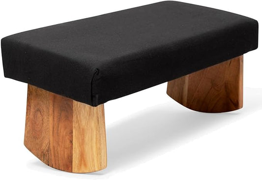 Meditation Bench (Zen Black), Seiza, Sustainable Acacia Wood with Curved Bottom Edges for The