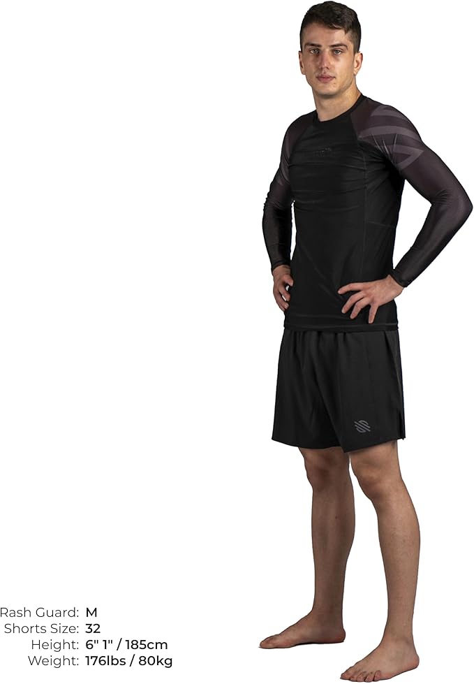 Sanabul Essential Long Sleeve Compression Training Rash Guard for MMA BJJ Wrestling Grappling and