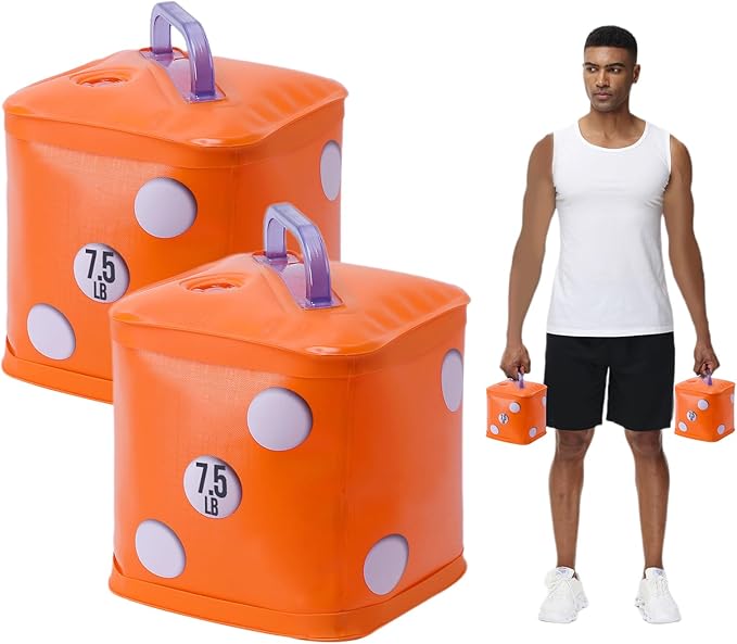 Travel Dumbbells, Water Filled Dumbbells Set, Fitness Exercise Dice 15/20 lbs, Portable Fitness