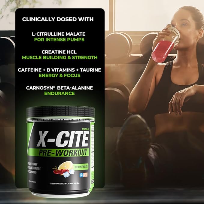 X-CITE Pre-Workout by ATHLEAN-X - Enhanced Formula with Beta-Alanine, Creatine & Caffeine for