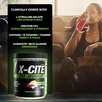 X-CITE Pre-Workout by ATHLEAN-X - Enhanced Formula with Beta-Alanine, Creatine & Caffeine for