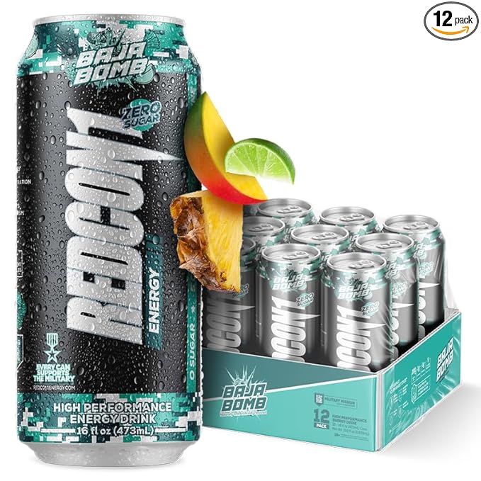 REDCON1 Energy High Performance Drink, Baja Bomb - Zero Sugar Energy Drink with Alpha GPC Nootropic